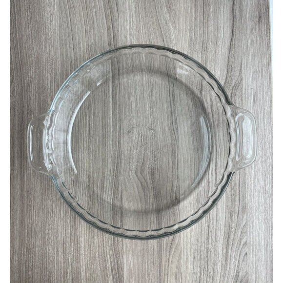 Vintage Anchor Hocking USA Heavy 2+ lb Clear Glass 9.5” 24cm Pie Bake Pan Plate - Picture 1 of 7